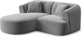 Svetlosivá zamatová rohová pohovka (ľavý roh/s leňoškou) Campi – Cosmopolitan Design