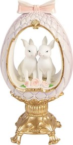 Fialkové vajíčko na podstavci s králikmi a mašľou - 17*12*31 cm