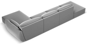 Svetlosivá zamatová rohová pohovka (pravý roh/s leňoškou) Vanda – Mazzini Sofas