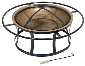 Prenosné ohnisko na drevo s roštom čierna/medená