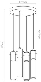 Luster na lanku LOOK GRAPHITE 4xGU10/50W/230V