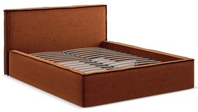 Čalúnená dvojlôžková posteľ v terakotovej farbe s úložným priestorom s roštom 160x200 cm Anani – Makamii