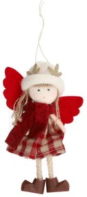 Vianočná ozdoba INGER dievčatko v károvaných šatách 800578