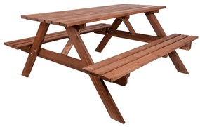 Tmavohnedá záhradná jedálenská súprava z masívneho dreva pre 4 Piknic – Rojaplast
