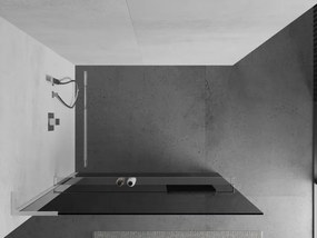 Mexen Kioto+ L, sprchová zástena Walk-In s poličkou a vešiakom 80 x 200 cm, 8mm šedé sklo, chrómový profil, 800-080-123-01-40