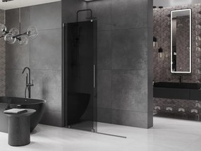 Mexen Velar, sprchová zástena s posuvnými dverami Walk-in 140 x 200 cm, 8mm šedé sklo, grafit brúsený, 871-140-000-43-66
