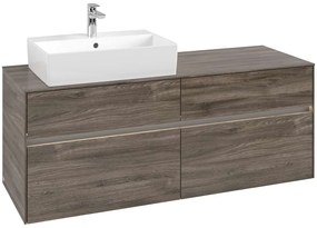 VILLEROY &amp; BOCH Collaro závesná skrinka pod umývadlo na dosku (umývadlo vľavo), 4 zásuvky, s LED osvetlením, 1400 x 500 x 548 mm, Stone Oak, C132B0RK