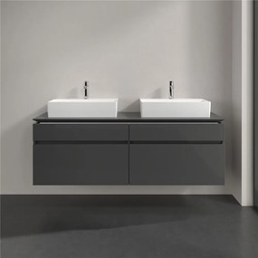 VILLEROY &amp; BOCH Legato závesná skrinka pod dve umývadlá na dosku, 4 zásuvky, 1600 x 500 x 550 mm, Glossy Grey, B67700FP