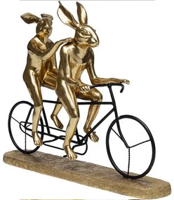 Tandem Rabbits dekorácia zlatá/čierna 34cm