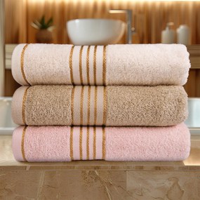 BAVLNENÉ UTERÁKY TIWANO SADA 1 KS 30X50 CM, 1 KS 50X90 CM, 1 KS 70X140 CM KRÉMOVÁ