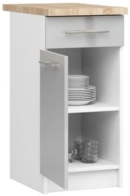 Spodná kuchynská skrinka s doskou OLIWIA S40 SZ1 biela / metalická, lesk