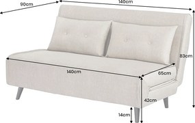 Dizajnová rozkladacia pohovka Bleddyn 140 cm šampanský zamat