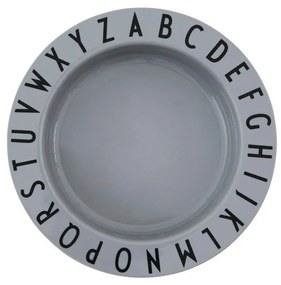 Sivý detský hlboký tanier Design Letters Eat &amp; Learn, 15,5 cm