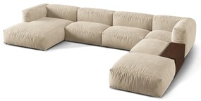 Béžová zamatová modulárna rohová pohovka (pravý roh/do tvaru "U") Martina – Micadoni