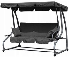 Tmavošedá polohovateľná záhradná hojdačka