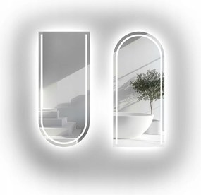 Sada dvoch polooválnych Led zrkadiel Plato s pieskovaním 100 x 200 cm