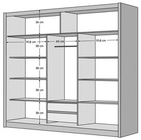 Tempo Kondela Skriňa s posuvnými dverami, biela, 250x215, MADRYT