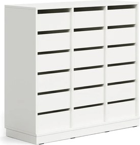 Úložná skrinka CASPER, 18 zásuviek, so soklom, biela