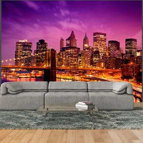 Artgeist Fototapeta - Manhattan and Brooklyn Bridge by night Veľkosť: 350x270, Verzia: Premium
