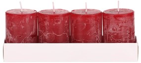Súprava sviečok, červená, 4 ks, parafín