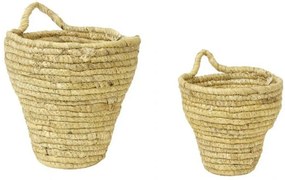 2 ks pletených prírodných košíkov s ušami Lionny - Ø18*17/ Ø13*13cm