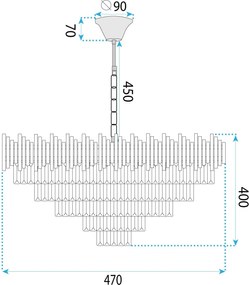 Toolight Toolight, krištáľové závesné svietidlo 50cm, 7xE14, G063-CP, čierna, OSW-08690