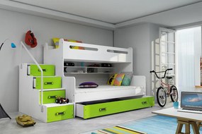 Poschodová posteľ MAX 3 rozšírená 200x120 biela - zelená