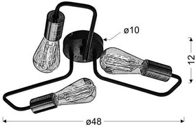 Candellux Čierne stropné svietidlo Herpe pre žiarovku 3x E27 33-66916