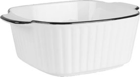 Biela keramická miska s vrúbkami a čiernym okrajom - 15*12*5 cm / 400 ml