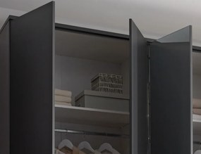 Šatníková skriňa so zrkadlami Kevo, 270 cm, grafitová