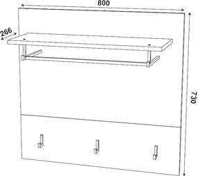 Dvojdielny šatníkový panel Cano, 80 cm, šedá/dub artisan