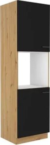 Kuchynská skriňa pre vstavanú rúru Modena,60 cm, dub artisan/čierna%