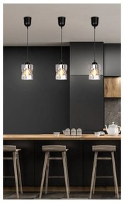 Čierne závesné svietidlo so skleneným tienidlom ø 10 cm Felis - Candellux Lighting