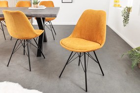 Dizajnová jedálenská stolička Scandinavia horčicová cord