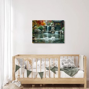 Sklenený obraz - Ázijské jazierko (70x50 cm)