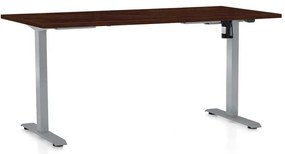 Výškovo nastaviteľný stôl OfficeTech A, 160 x 80 cm, sivá podnož, wenge