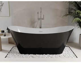 Mexen Celia, voľne stojaca vaňa 170 x 75 cm, biela-čierna, brúsená oceľ prepad, 52331707575-97