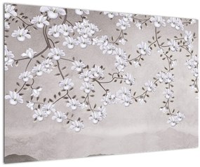 Obraz - Kvety v šedivej krajine (90x60 cm)