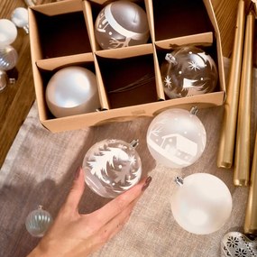 Vianočné guľky ETHAN s vianočnými vzormi 714603 (6ks)