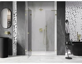 Mexen Lunar L, výklopné ľavé sprchové dvere 125 cm, číre sklo, zlatý profil, 834SL-125-050-50-00-L