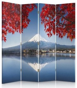 Gario Paraván Fuji a červené listy Rozmery: 145 x 170 cm, Prevedenie: Otočný paraván 360°