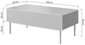 Konferenčný stolík Nicole 120 cm - biely mat / zlaté nožičky