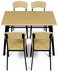 Jedálenský set Industrial so 4 stoličkami, 110 x70 x 76 cm, hnedý