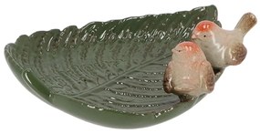 Napájadlo pre vtáky Leaf, 19x21 cm, keramika, zelená