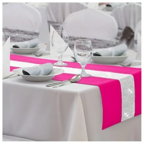 Behúň na stôl Glamour so zirkónmi farby tmavoružovej 40x110 cm - PostelnePrehozy.sk