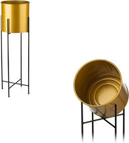 KOVOVÝ KVETINÁČ SO STOJANOM GLAMOUR 75X24 CM ZLATÁ/ČIERNA