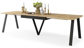 AVERY Dub Craft / čierna spodná časť - LOFTOVÝ / PRIEMYSELNÝ STÔL DO OBÝVAČKY/ JEDÁLNE ROZKLADACÍ DO 330 cm!