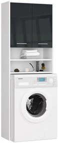 Kúpeľňová skrinka nad práčku FIN 2D biela / grafitová, lesk