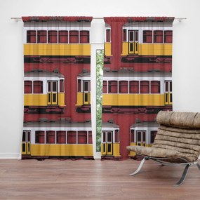 Sablio Záves Lisabonské historické električky Červený Pattern: 2ks 140x250cm