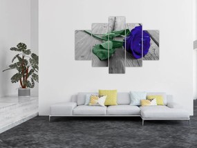Obraz - Modrá ruža so zelenou stonkou (150x105 cm)